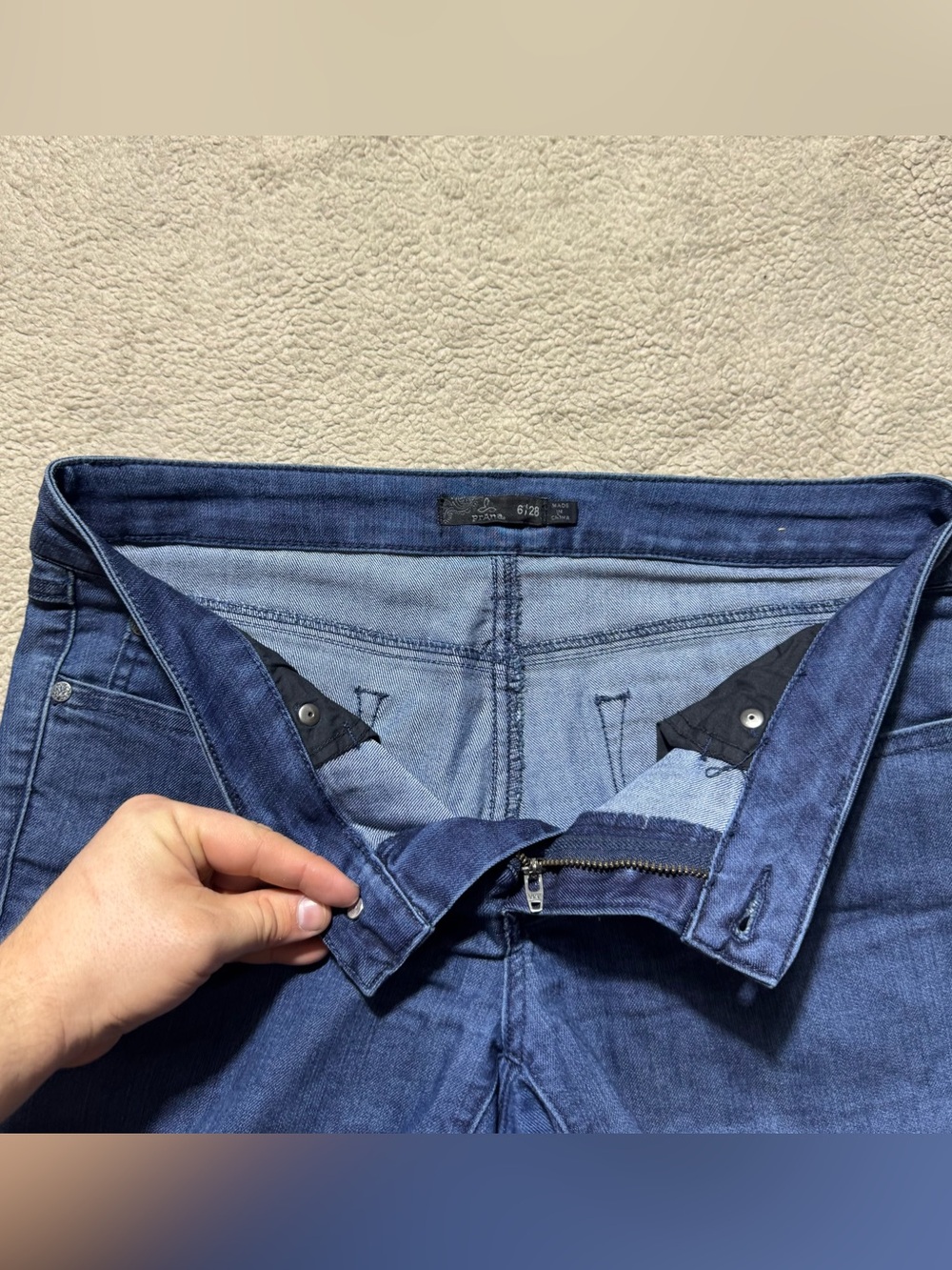 Prana Jeans Womens 6/28 Blue Denim Low Rise Organic Cotton Slim Fit Meas 31x32.5 - Picture 5 of 13